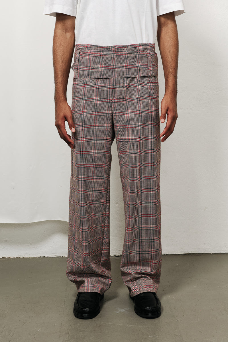 Belted Pants In Checked Wool