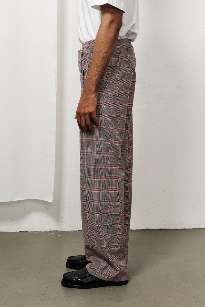 Belted Pants In Checked Wool