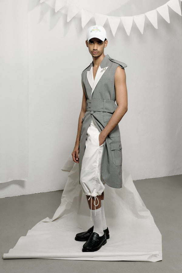 Long Smoking Vest In Pepita